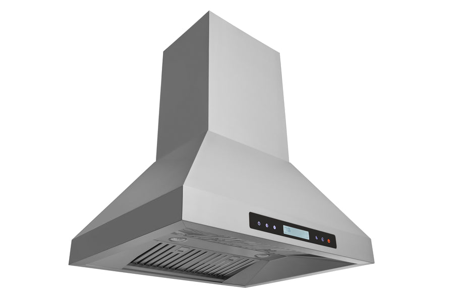 36 Inch Pyramid Canopy Style Island Canopy Range Hood with Dual Control in Stainless Steel