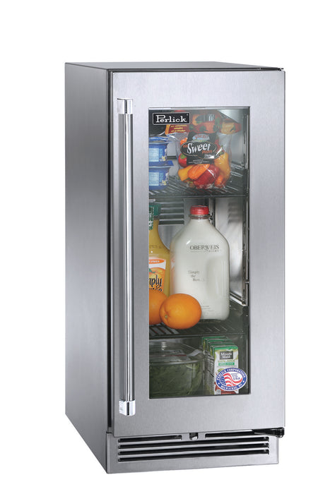 15" Signature Series Outdoor Refrigerator Stainless Glass Door