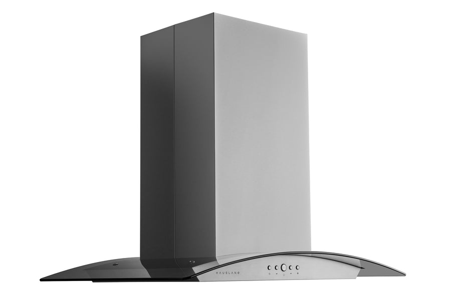 30 Inch Curve-Glass Design Island Convertible Range Hood with Dual Control in Stainless Steel