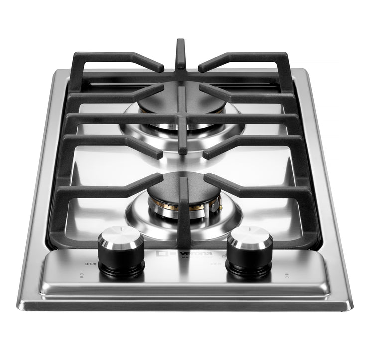 Verona 12" Designer Gas Cooktop - Brass Burners - SS