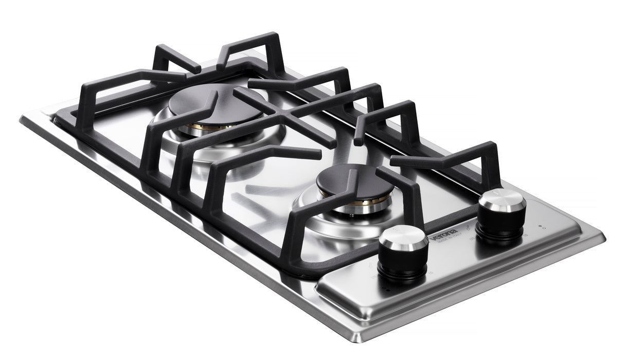 Verona 12" Designer Gas Cooktop - Brass Burners - SS