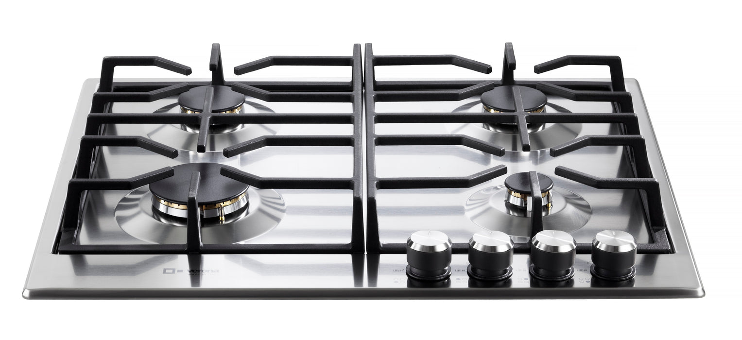 Verona 24" Designer Gas Cooktop-Brass Burners SS