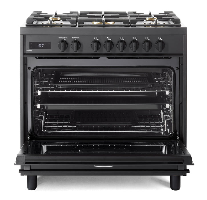 Verona Ult Midnight 36" Dual Fuel Range - Full Black